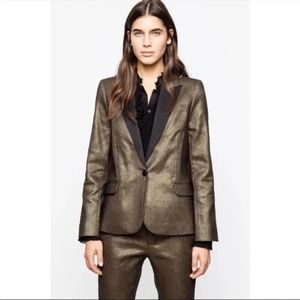 Zadig and Voltaire Victor Bronze Tuxedo Blazer 36